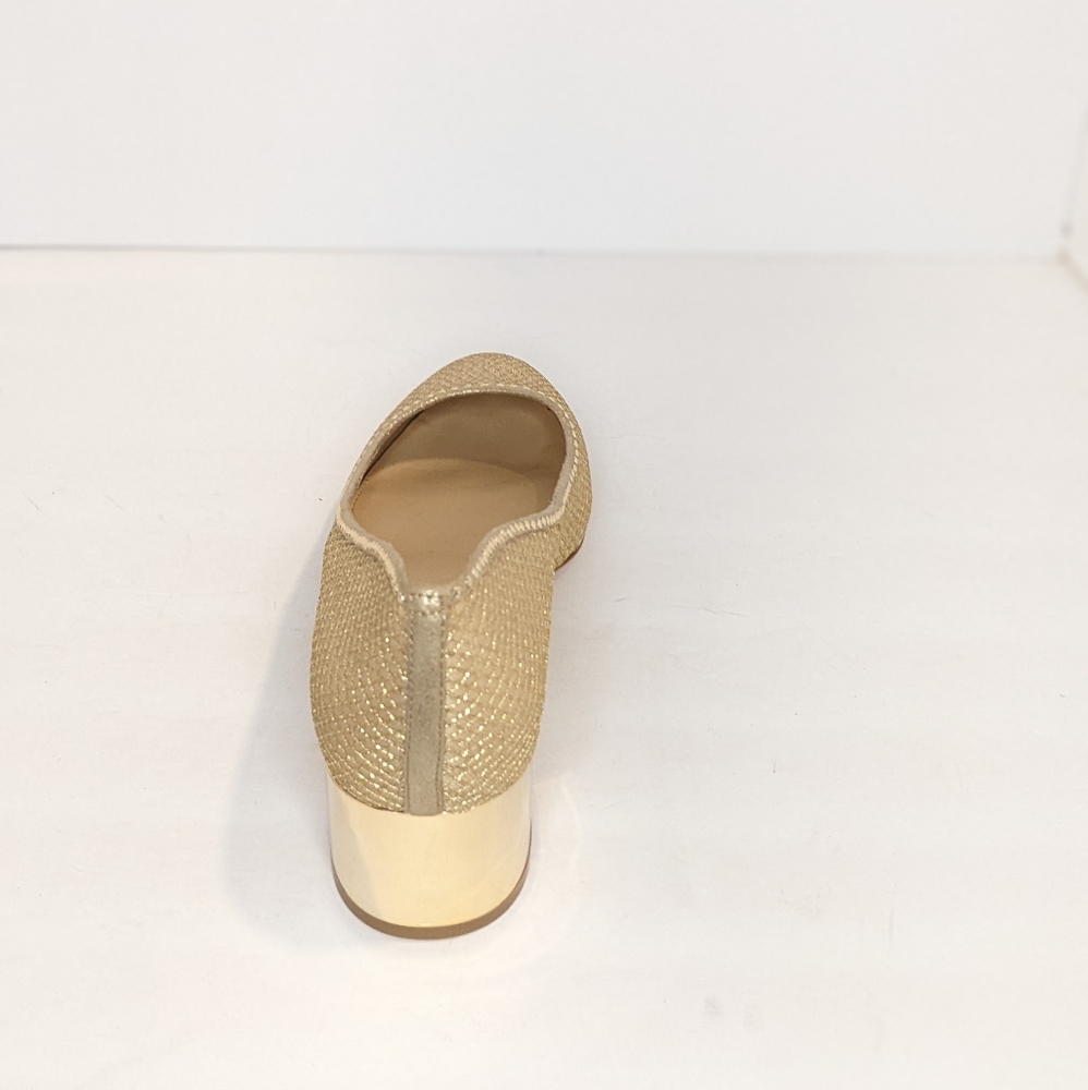 Gold Low Block Heel Pumps for Women - Picture 4 of 16
